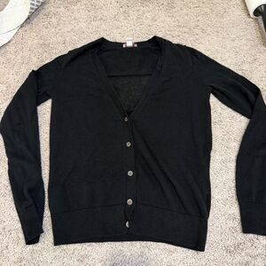 Gap Black Linen Blend V-Neck Button Cardigan XS Lightweight